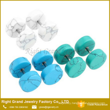 Assorted Turquoise Organic Stone Fake Plugs Tunnels Jewelry